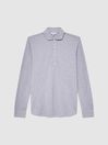 Reiss Grey Melange Saxon Slim Fit Pique Cotton Shirt
