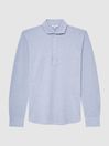 Reiss Soft Blue Saxon Slim Fit Pique Cotton Shirt