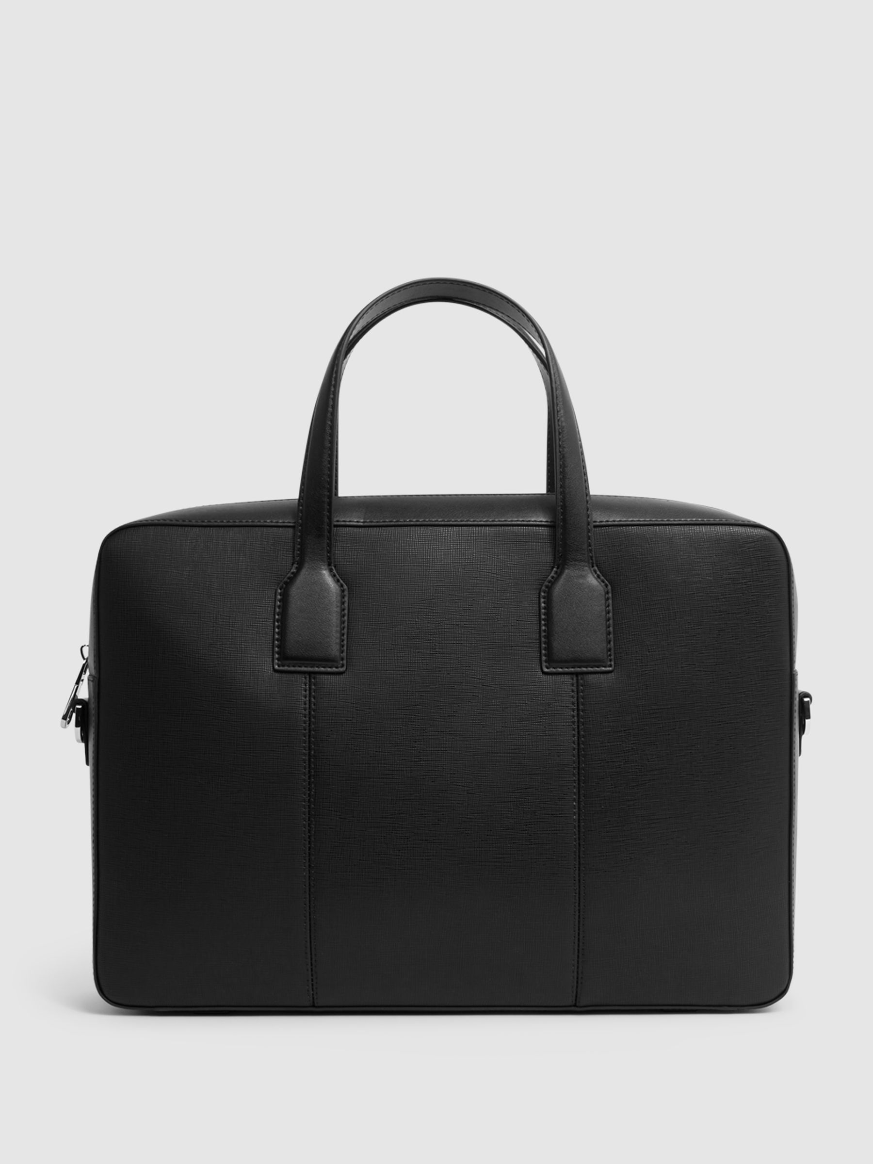 Leather Briefcase in Black REISS