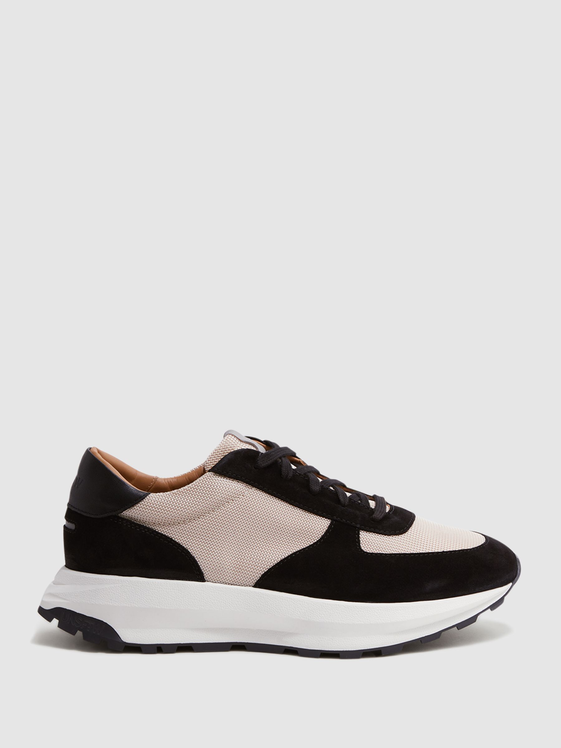 Unseen Trinity Tech Trainers in Black/White - REISS