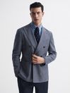 Reiss Blue Monument Double Breasted Dogtooth Blazer