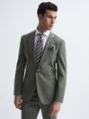 Reiss Green Firm Single Breasted Slim Fit Wool Blazer