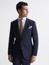 Reiss Navy Bold Single Breasted Wool Blazer