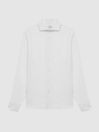 Reiss White Ruban Linen Long Sleeve Shirt