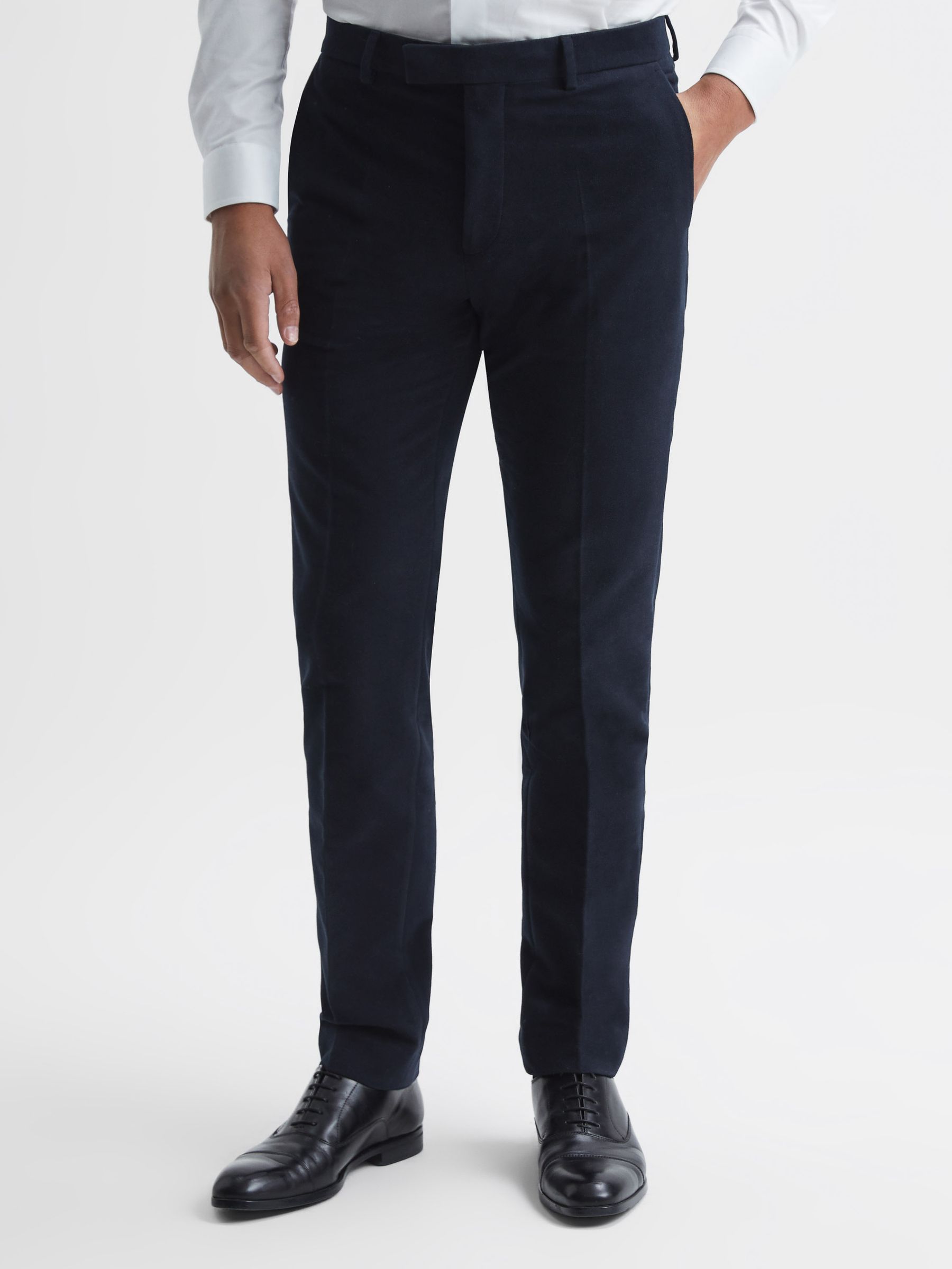 Slim Fit Moleskin Trousers in Navy - REISS