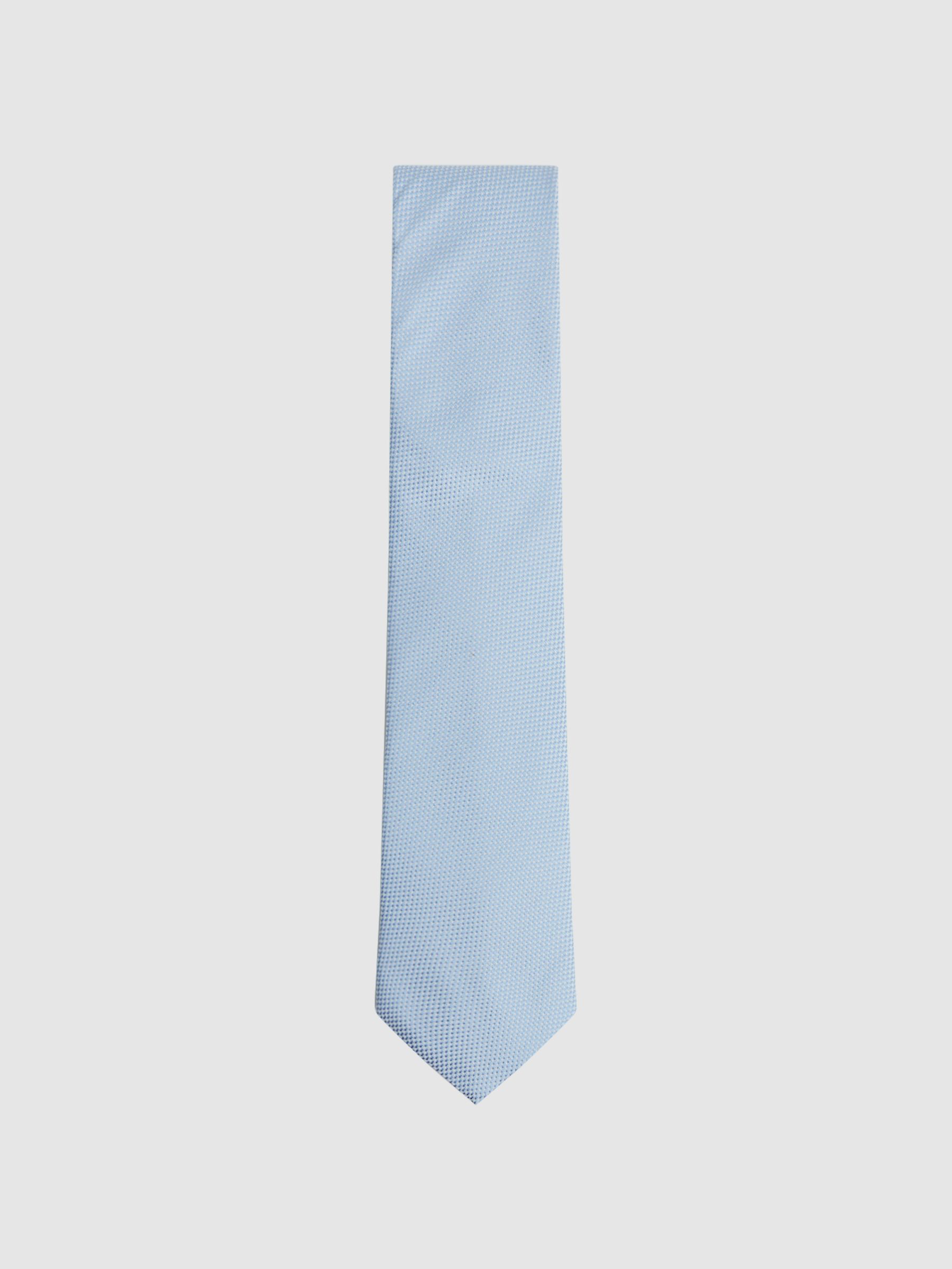 Textured Silk Tie in Soft Blue - REISS
