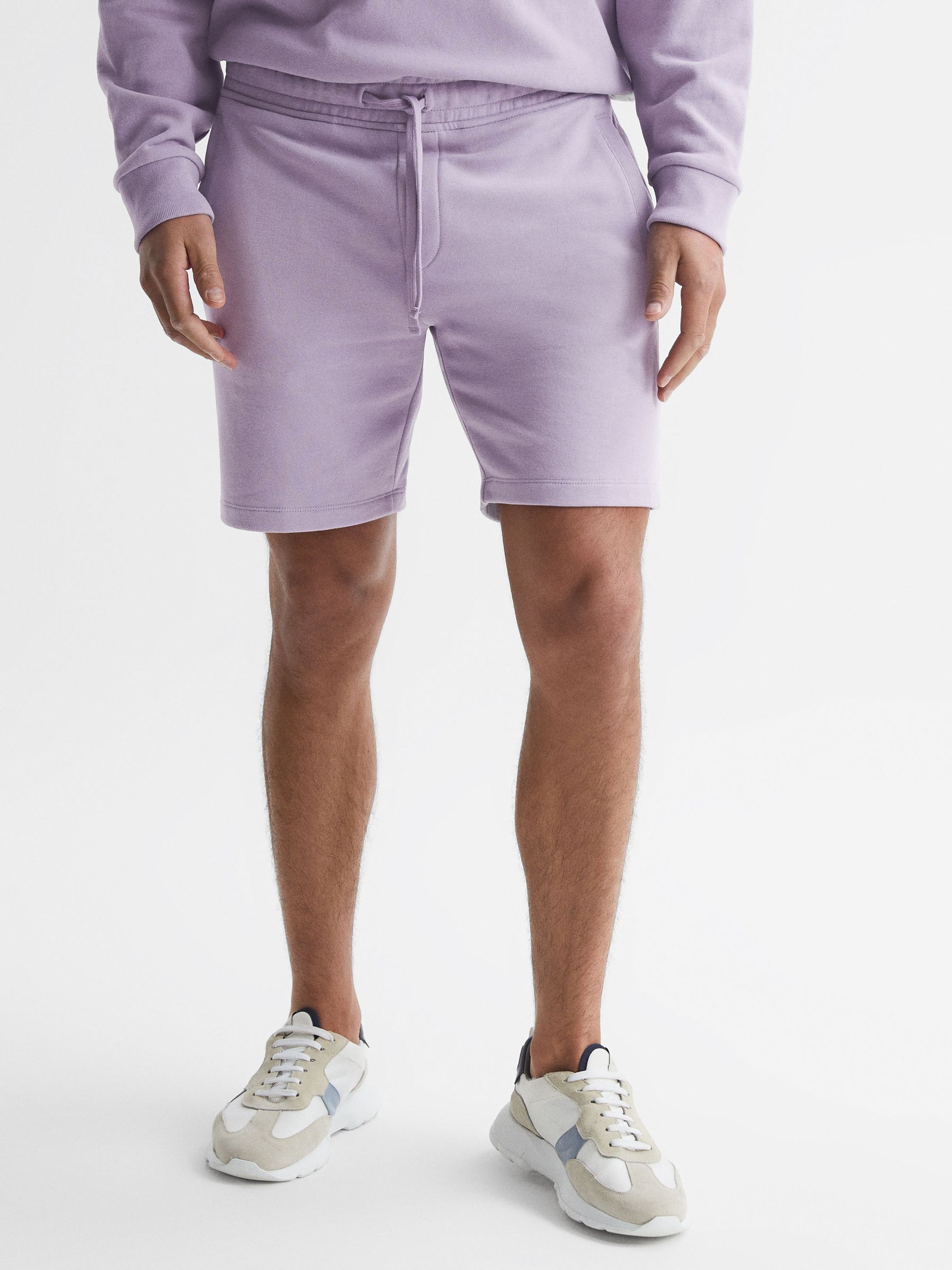 Garment Dye Jersey Shorts in Lilac - REISS