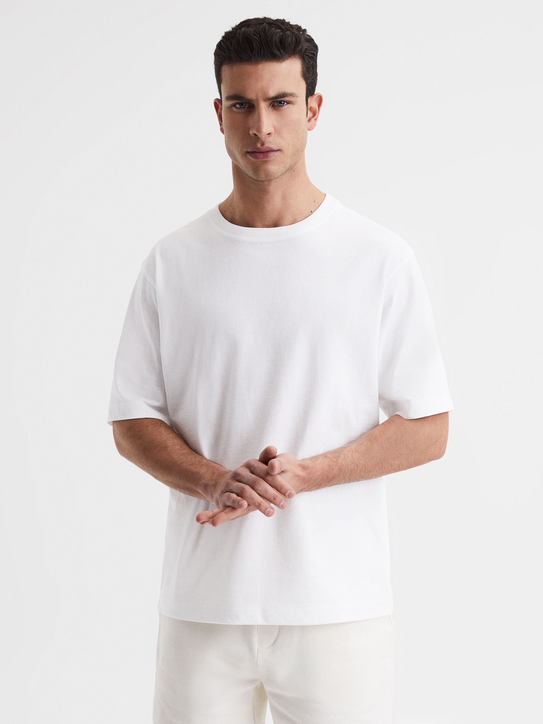 Oversized Garment Dye T-Shirt in White - REISS