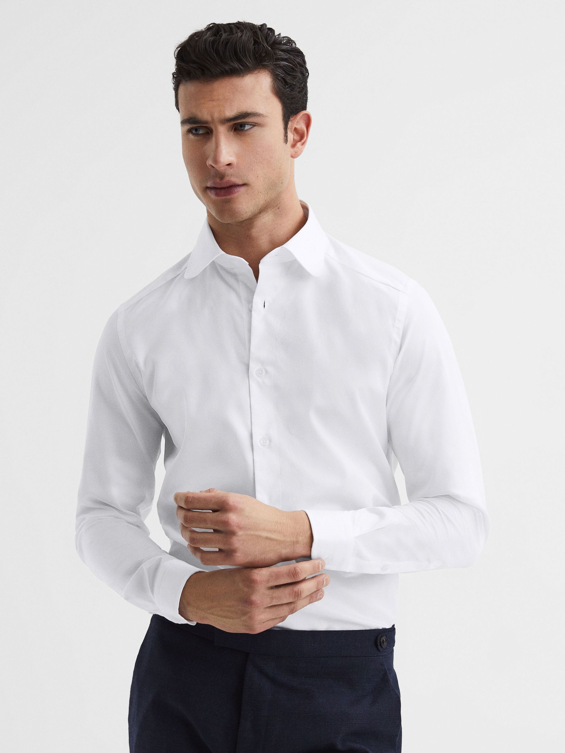 Slim Fit Penny Collar Shirt in White - REISS
