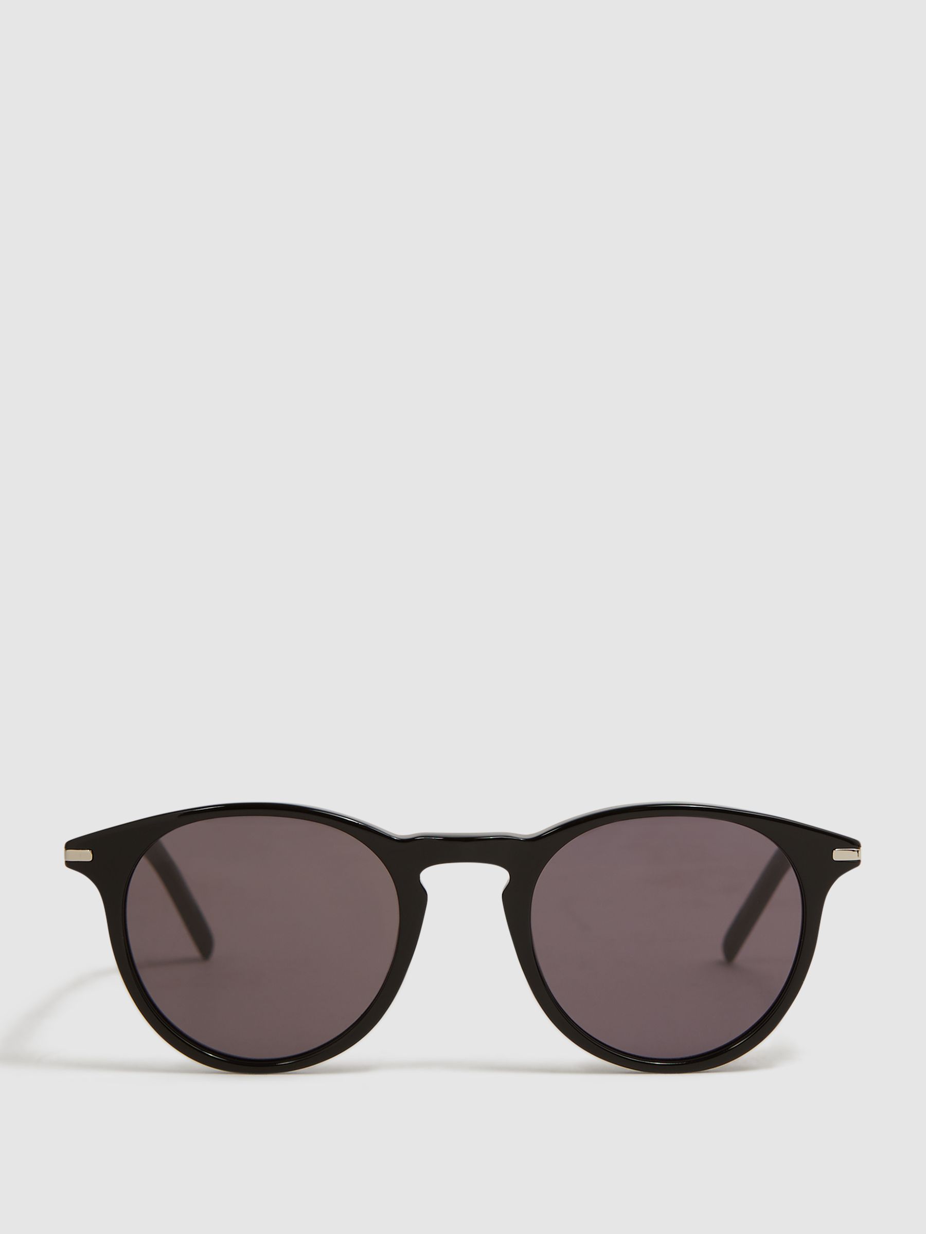 Paige Round Acetate Frame Sunglasses in Black - REISS