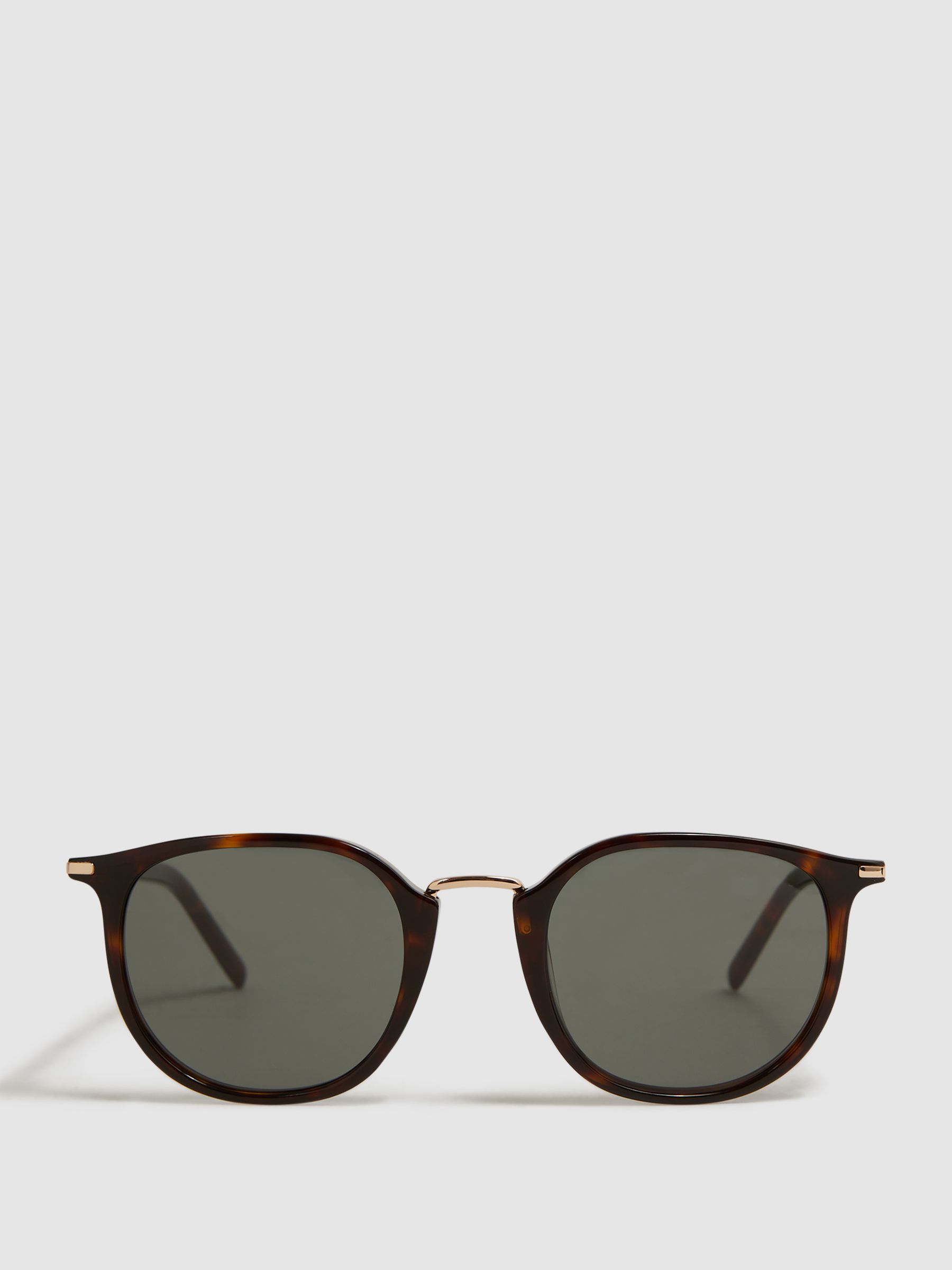 Paige Vintage Round Acetate Frame Sunglasses in Brown - REISS