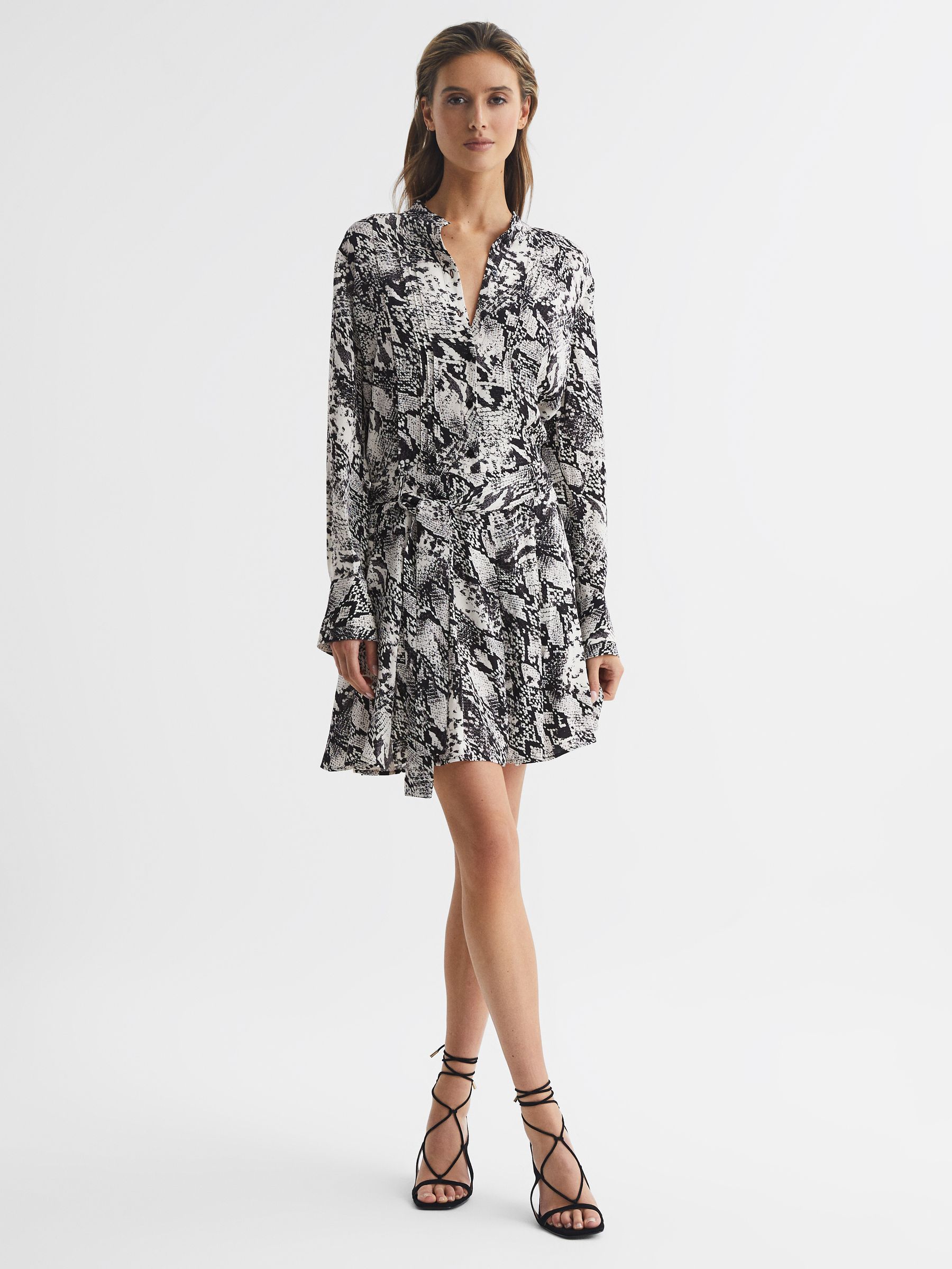 animal-print-mini-dress-in-black-white-reiss