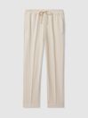 Reiss Cream Hailey Petite Tapered Pull On Trousers
