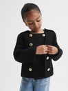 Reiss Black Esmie Junior Tweed Jacket