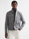 Reiss Soft Grey Vienna Wool Button-Through Jacket