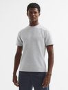 Reiss Grey Melange Cooper Textured Cotton Blend Crew Neck T-Shirt