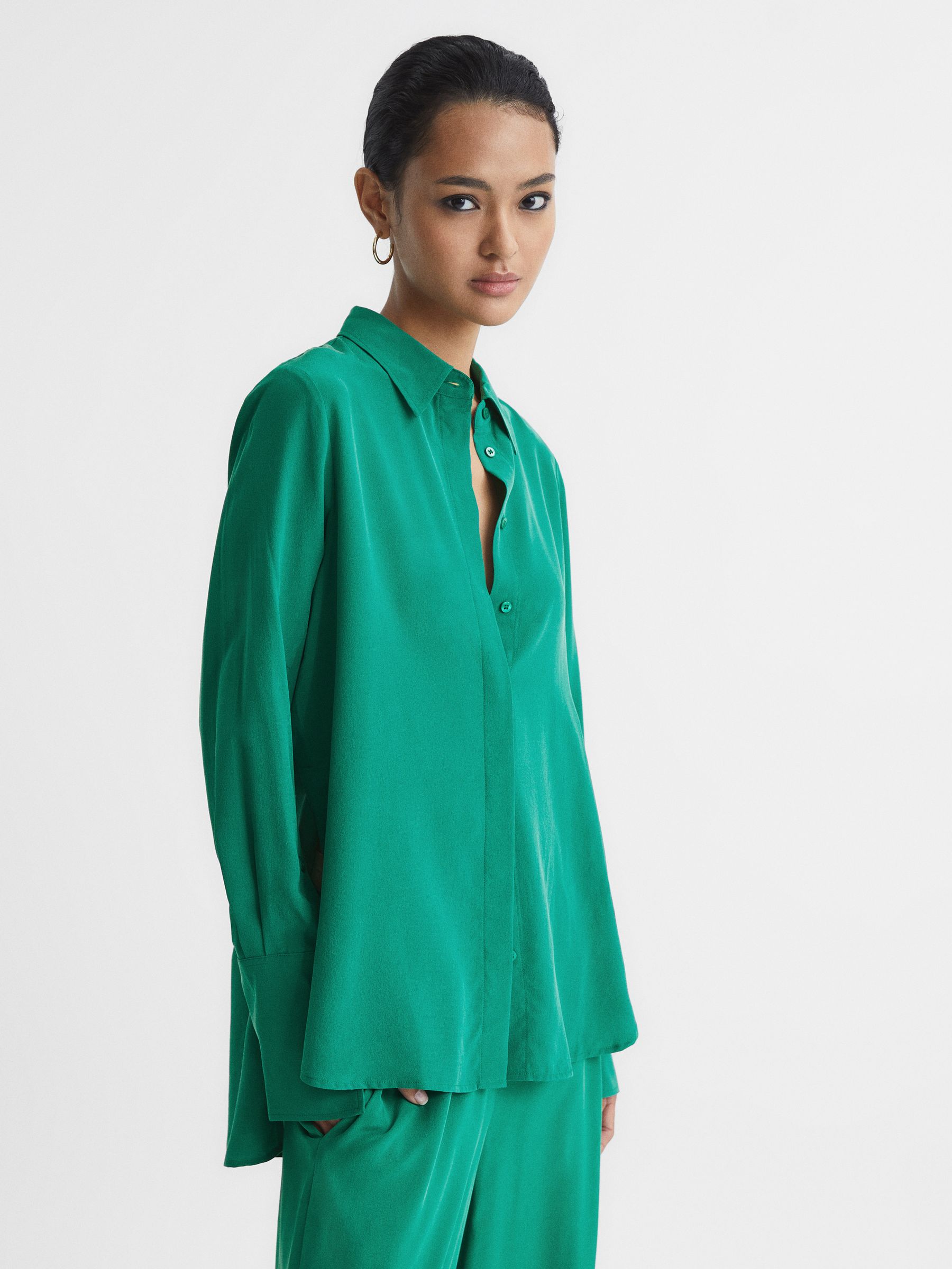 Violeta Silk Shirt Park Green main image 1