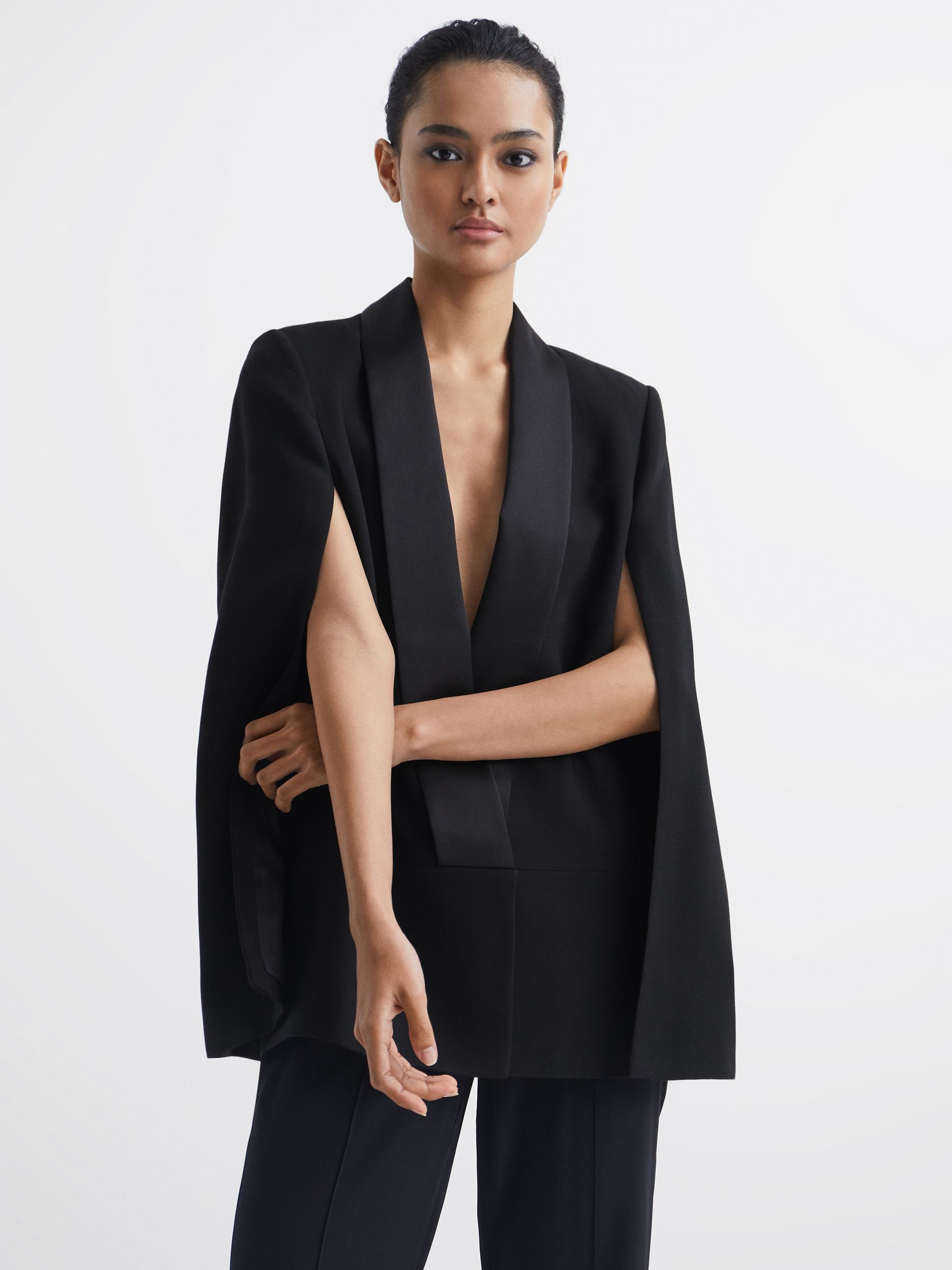 Tuxedo Cape Blazer in Black REISS
