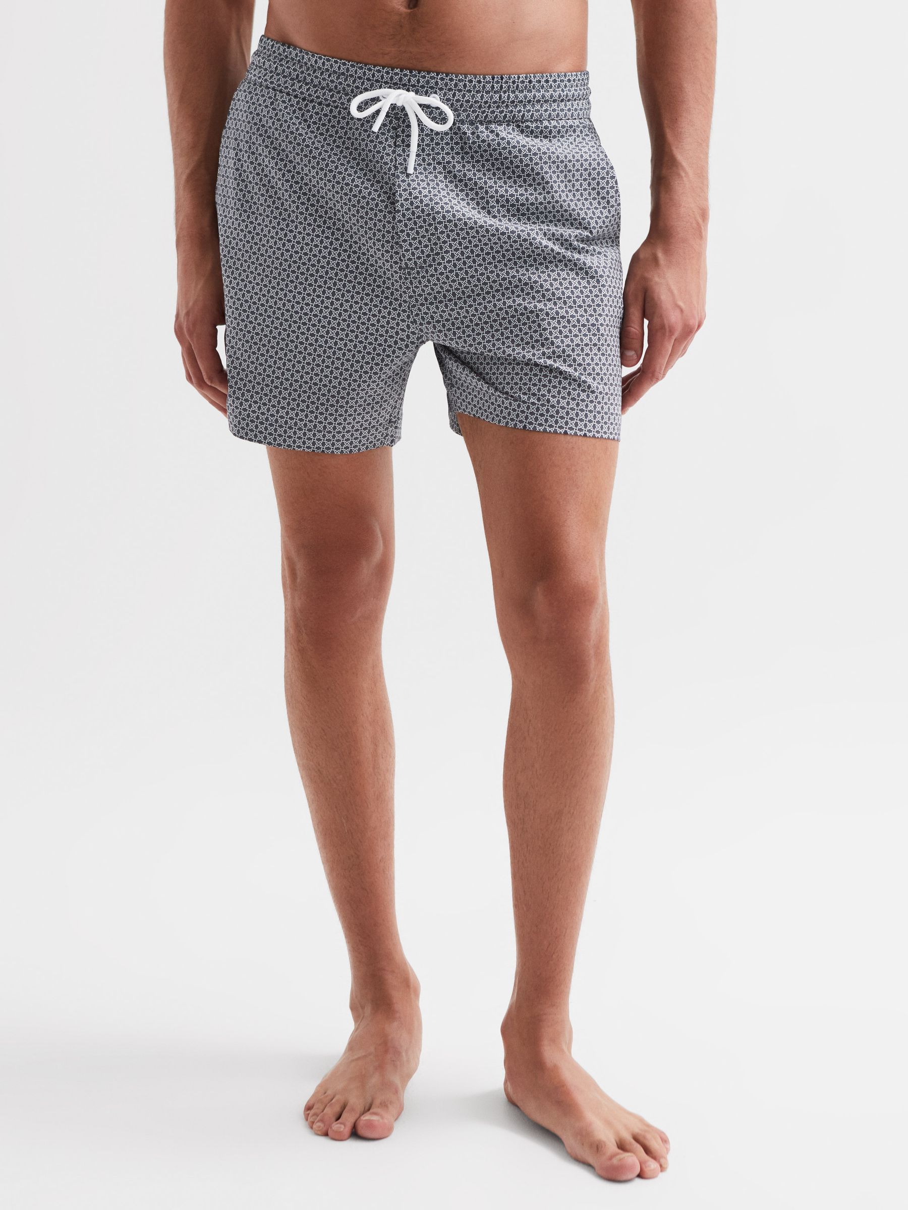 Reiss Shape Printed Drawstring Swim Shorts REISS