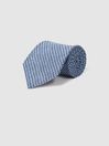 Reiss Airforce Blue Vasto Linen Puppytooth Tie