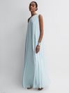 Reiss Green Charly One Shoulder Maxi Dress
