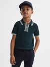 Reiss Emerald Regency Junior Half-Zip Striped T-Shirt