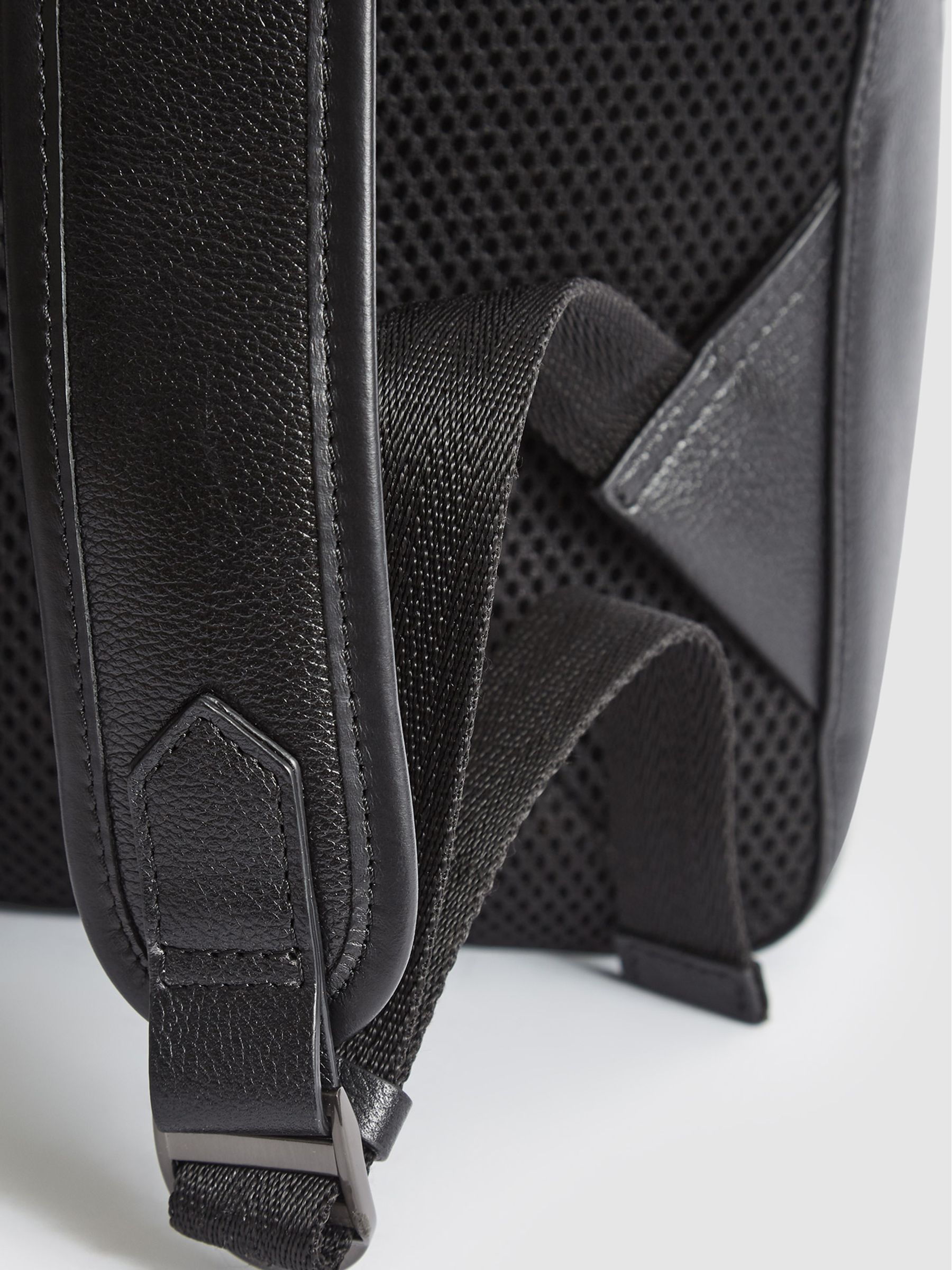 Reiss Black Ethan Leather Backpack REISS USA