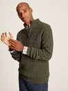 Joules Cable Knit Green Quarter Zip Jumper