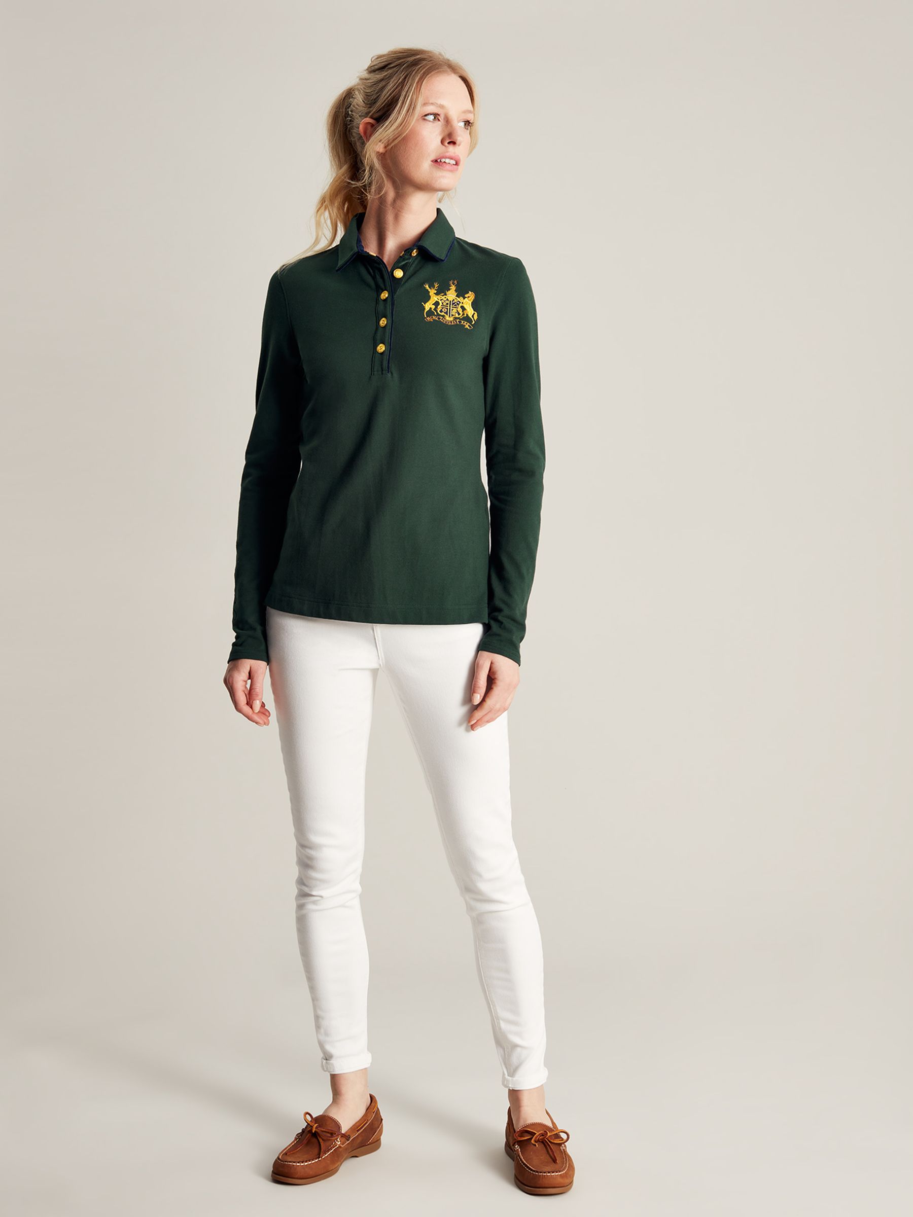 Buy Ashley Green Long Sleeve Polo Shirt from the Joules online shop