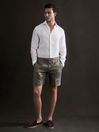 Reiss Olive Searcy Linen Side Adjuster Shorts