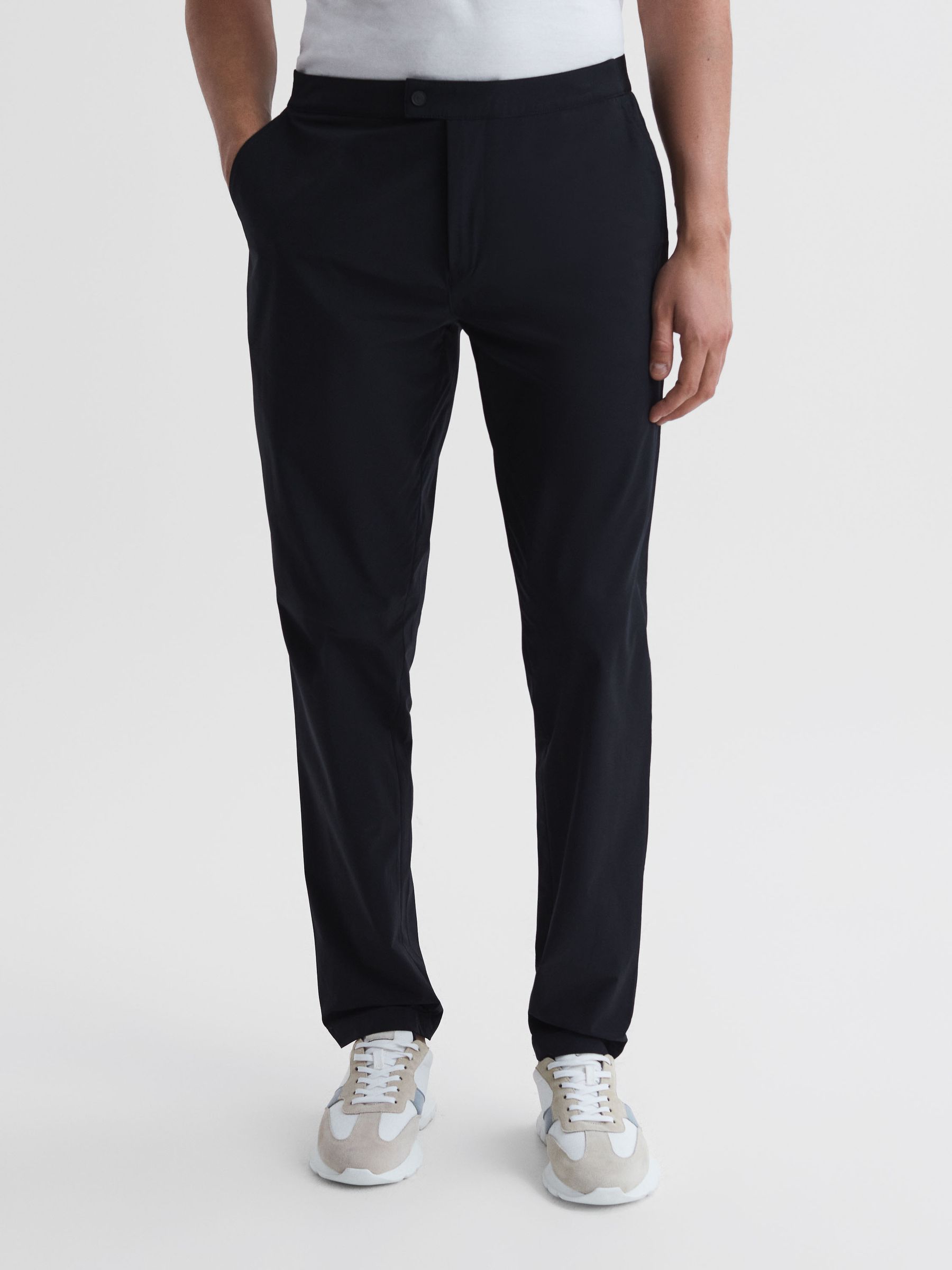 Elasticated Waistband Trousers in Navy - REISS
