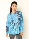 Victoria's Secret PINK Light Sky Tye Dye Spiral Blue Fleece Long Sleeve Oversized Sweatshirt