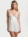 Victoria's Secret Coconut White Sheer Pleated Babydoll