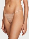 Victoria's Secret Praline Nude Lace Thong Icon Knickers