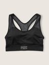 Victoria's Secret PINK Pure Black Seamless Lightly Lined Low Impact Racerback Sports Bra