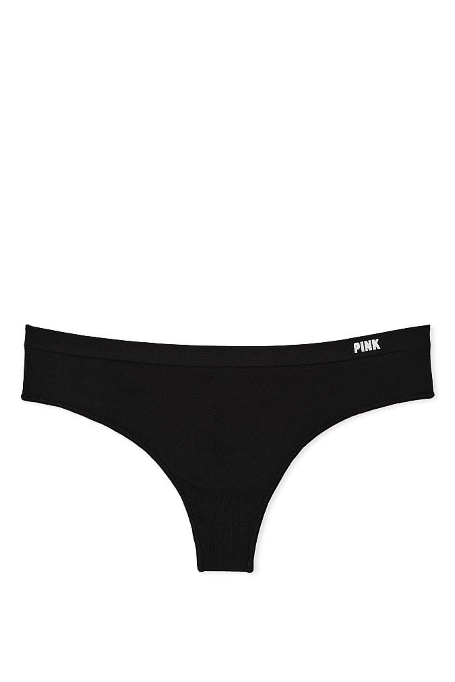 Buy Victoria's Secret PINK Pure Black Thong Seamless Knickers from the ...