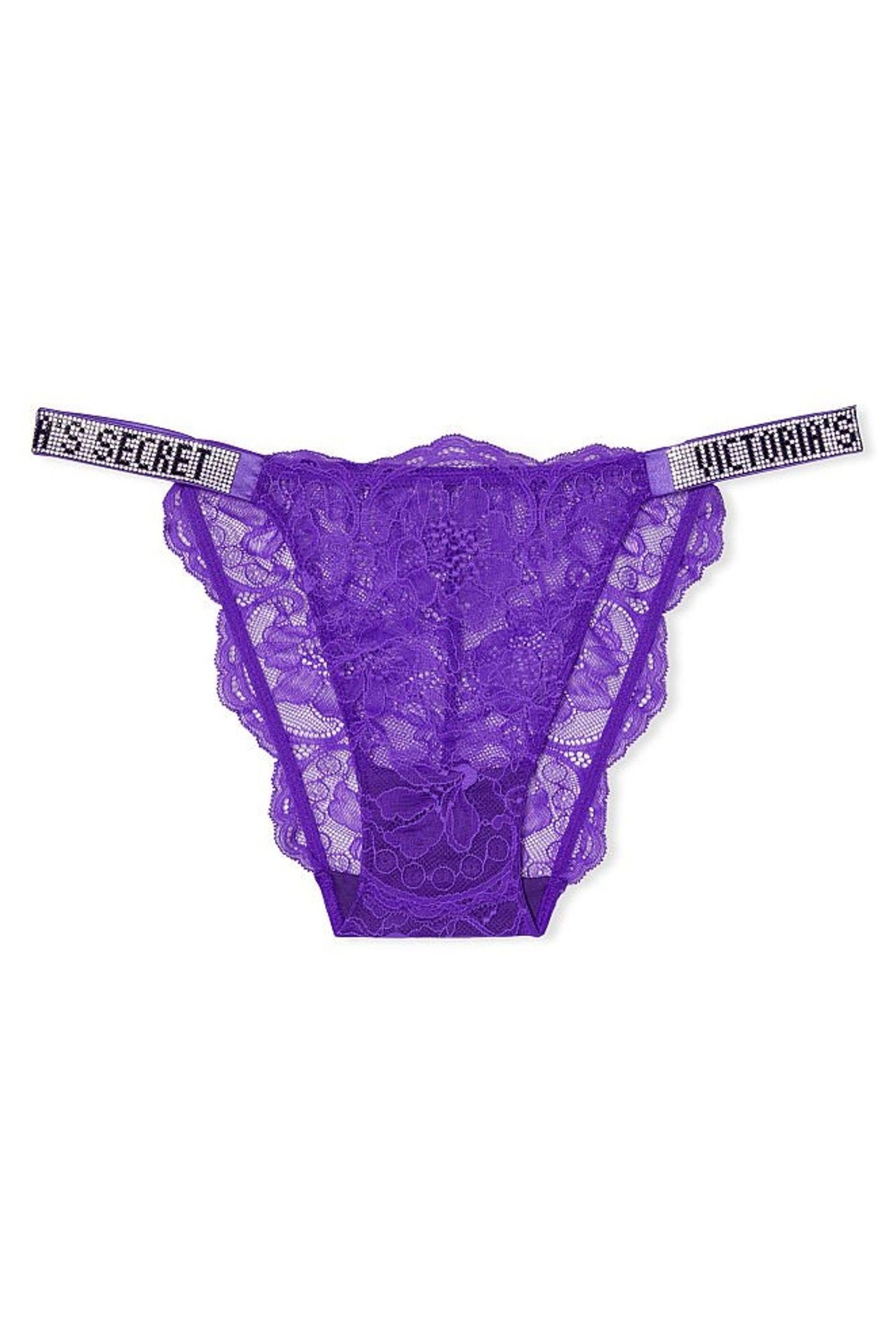 Buy Victorias Secret Bright Violet Purple Lace Shine Strap Bikini