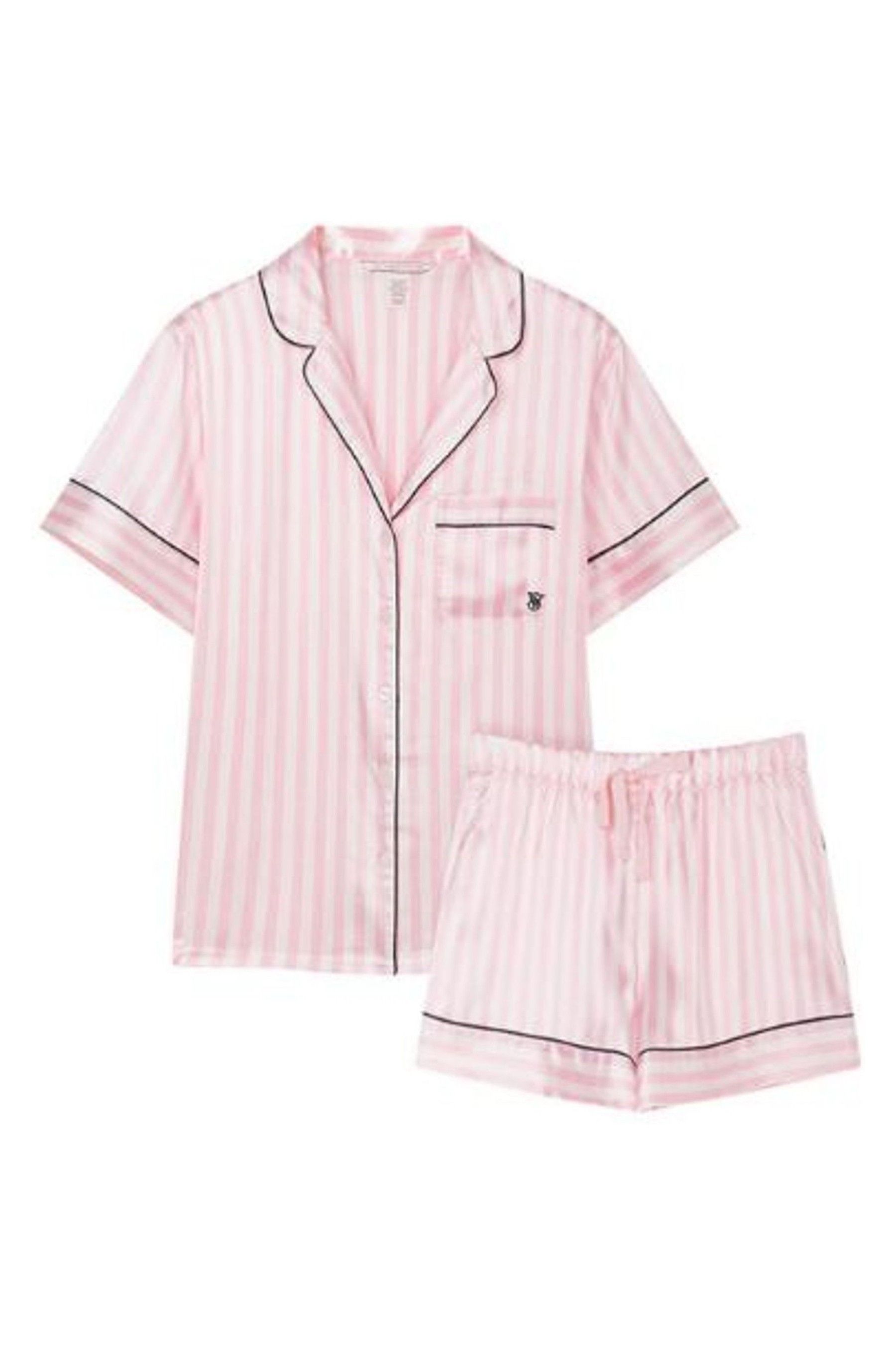 Victoria's Secret Pretty Blossom Iconic Stripe Pink Satin Short Pyjamas ...